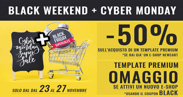 Promo Black  Friday con NewCart sui Template Premium