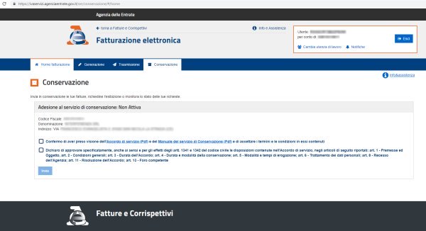 conservazione fatturazione