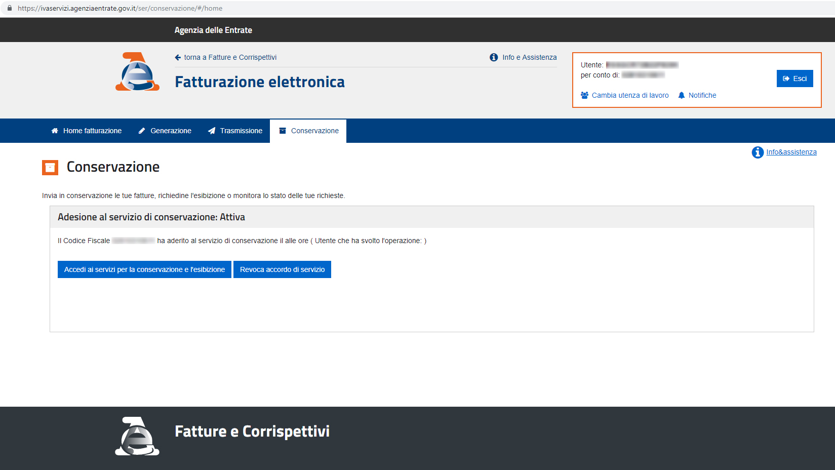 conservazione fatturazione