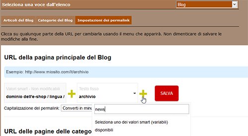 Come personalizzare i permalink degli articoli di blog su un e-shop NewCart 5
