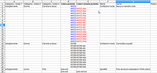 Come creare ed importare un file csv contenente prodotti multivariante 3