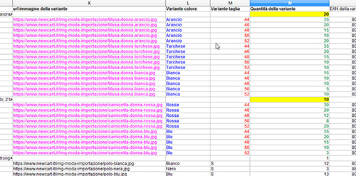 Come creare ed importare un file csv contenente prodotti multivariante 4