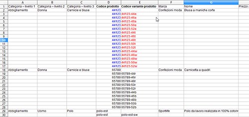 Come creare ed importare un file csv contenente prodotti multivariante 3
