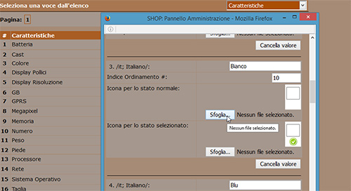 Mostra con una tabella la disponibilità per variante di un prodotto su NewCart 1-bis