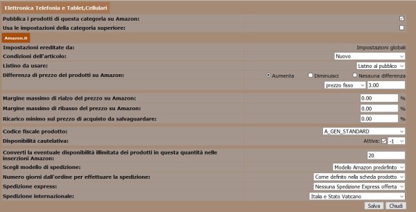 impostazioni amazon