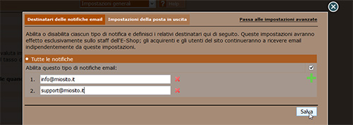 Gestisci le notifiche email su un'e-shop NewCart