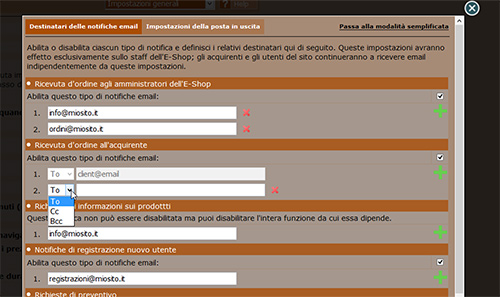 Gestisci le notifiche email su un'e-shop NewCart