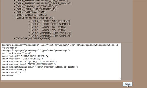 Inserimento di snippet di codice html/javascript forniti da terze parti