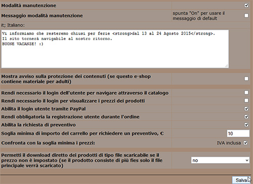 NewCart avviso chiuso per ferie - modalità manutenzione 5