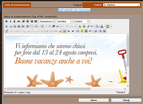 NewCart avviso chiuso per ferie - banner informativi 30