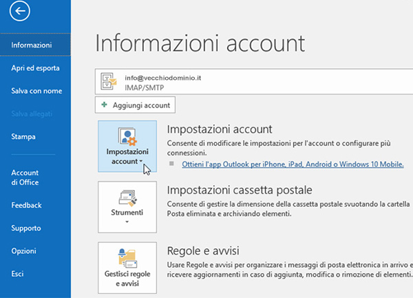 Come configurare un account di posta su Outlook 02