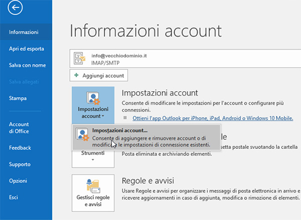 Come configurare un account di posta su Outlook 03