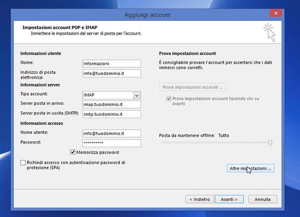 Come configurare un account di posta su Outlook 10