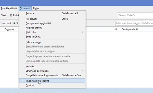 Come configurare un account di posta su Thunderbird 10
