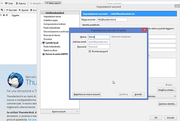 Come configurare un account di posta su Thunderbird 12