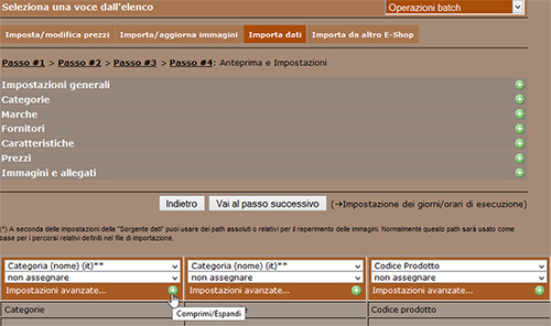 newcart impostazioni avanzate in importazione dati da csv 1