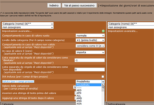 newcart impostazioni avanzate in importazione dati da csv 11