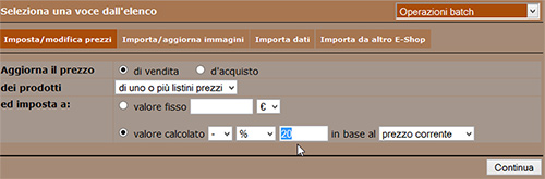 newcart imposta modifica prezzi 24