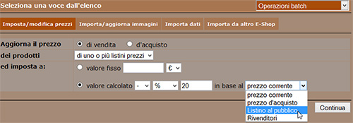 newcart imposta modifica prezzi 25