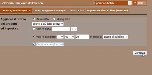 newcart imposta modifica prezzi 26