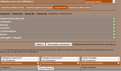 newcart impostazioni avanzate in importazione dati da csv 1