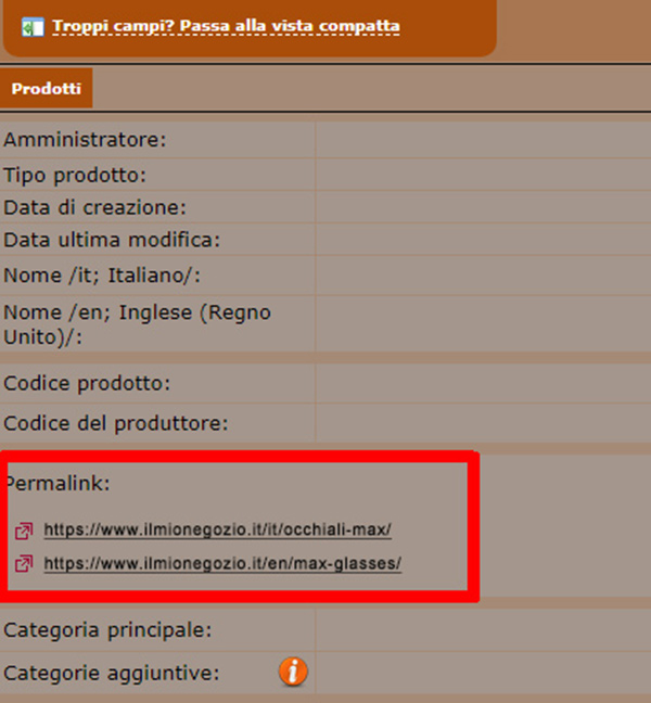 visualizzazione permalink definito