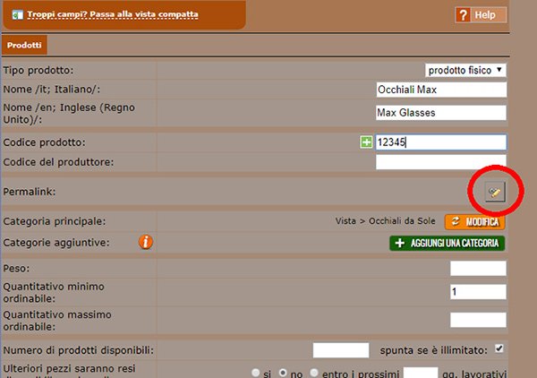 bottone per personalizzare la url