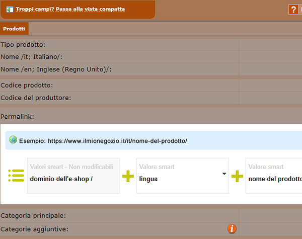 editor visuale per personalizzare la URL