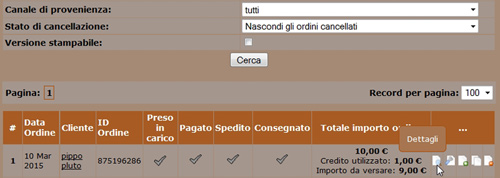 Necart dettagli ordine con file associato