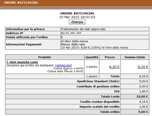 Newcart dettaglio ordine con file