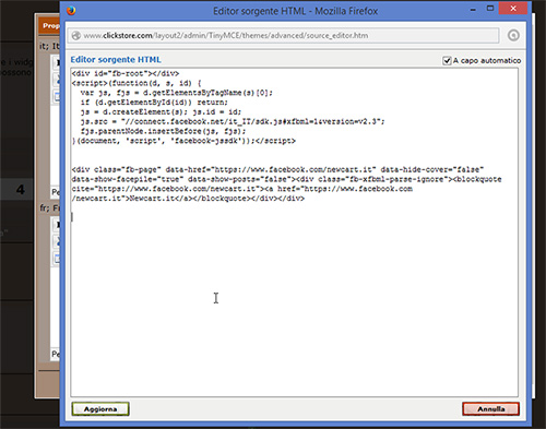 Inserire plugin Facebook in NewCart 

9