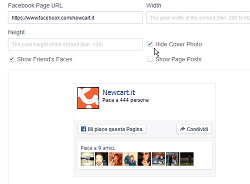 Inserire plugin Facebook in NewCart 

15