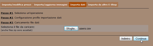 Newcart conferma importazione file csv