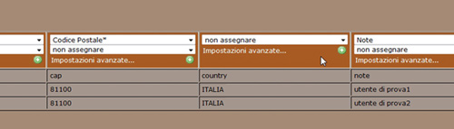 Newcart importazione dati assegnazione campo