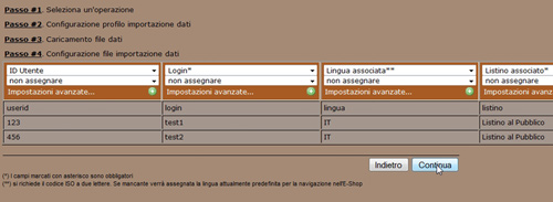 Newcart conferma associazione dati