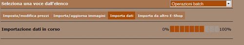 Newcart importazione dati in corso