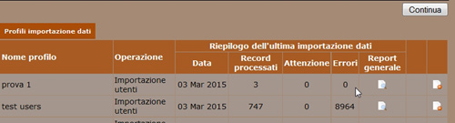 Newcart importazione dati report errori corretto