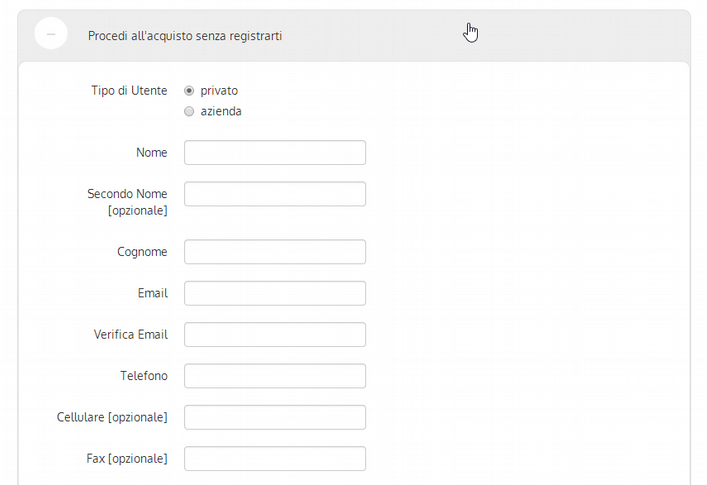 Ordine Senza Registrazione